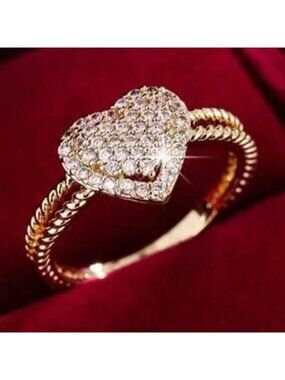 Luxe Cubic Zirconia Heart Rope Band Ring